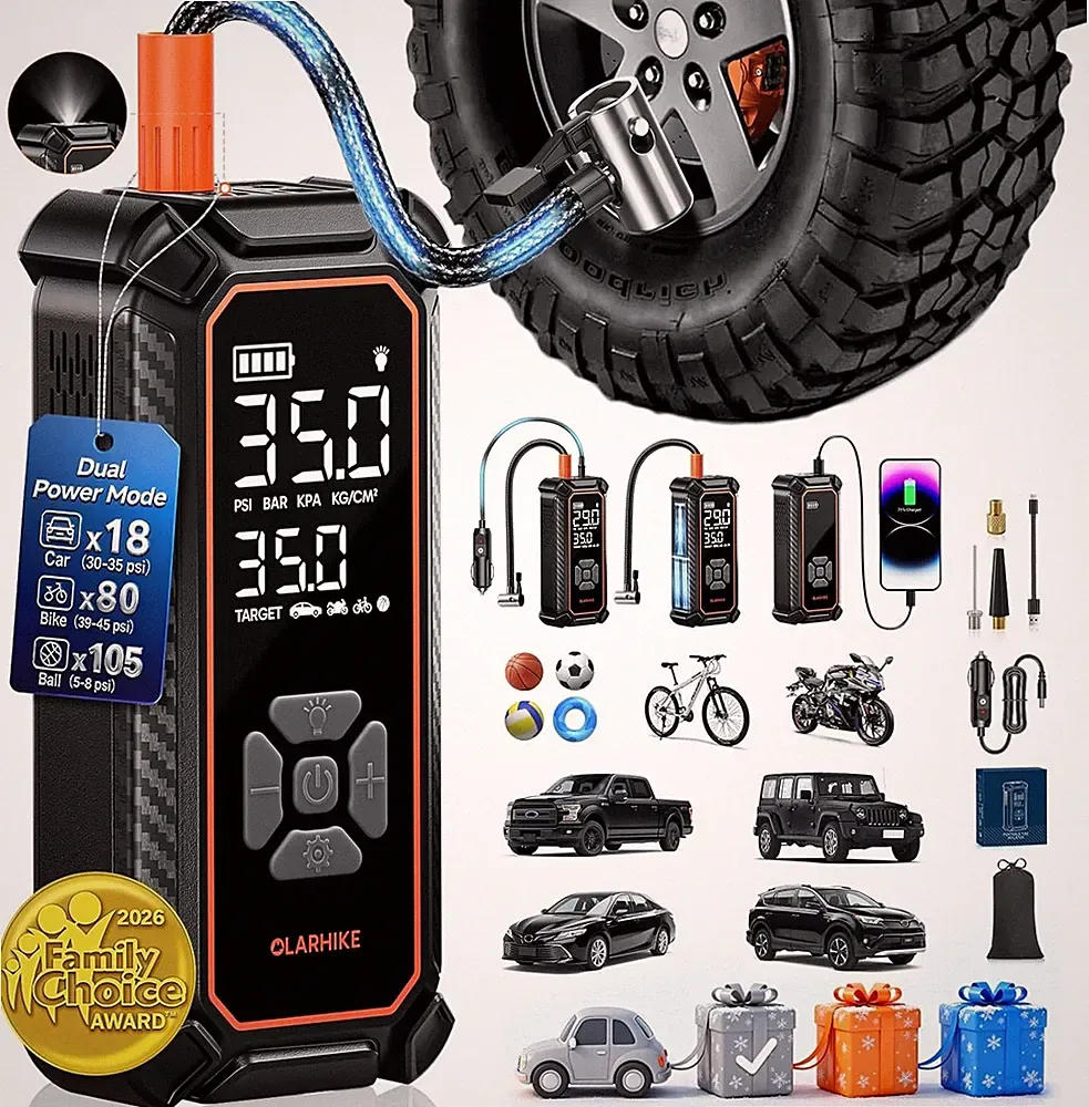 OlarHike Cordless Tire Inflator 150PSI Portable Air Compressor LED Gauge