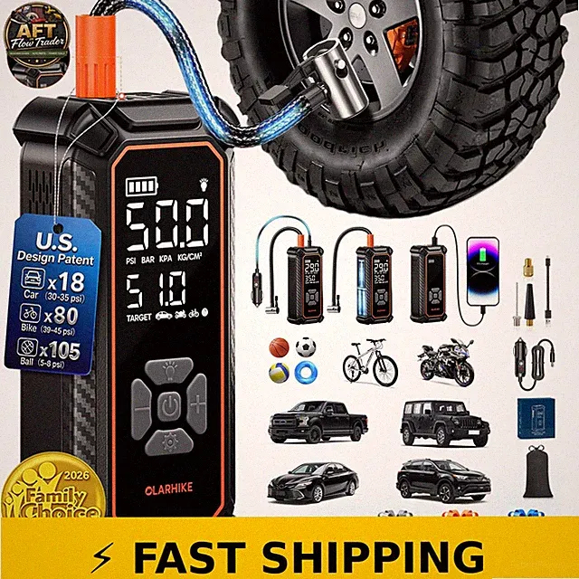 OlarHike Portable Tire Inflator - Dual Power, 6000mAh, LED Display