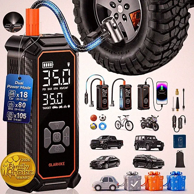 OlarHike Tire Inflator Portable 6000mAh (Car&SUV&Light Pickup Truck), 1-gray