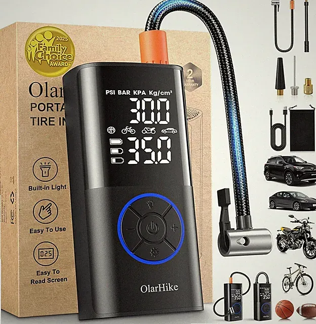 OlarHike Tire Inflator Portable Air Compressor, Smart Dual Hose System, 160PSI